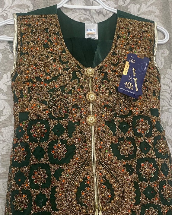 Beautiful Pakistani Clothes Embroidery work net 3pic Party wear dress for girls
