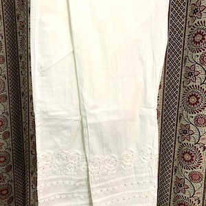 Pakistani Indian Stretchable Handmade Embroidery And Beads Cotton Pant Pajama For Women And Girls