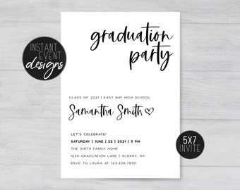 Modern Graduation Invitation Template | Minimalistic Grad Party | Graduation Party Invite | Simple Graduation Invitation | Instant Download