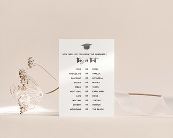 This Or That | Modern Graduation Game | Graduation Party Game | Printable Graduation Game | Instant Download | Graduation Party Games | Grad
