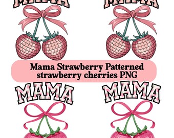 Strawberry Mama PNG: Retro Groovy Mom, Disco Ball Design (Digital Download)