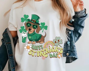 Retro teckel St. Patrick's Day png-bundel (4000 x 4000 px)