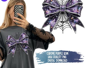 Purple Chrome Diamond Heart PNG, Gothic Halloween Clipart (Digital Download)