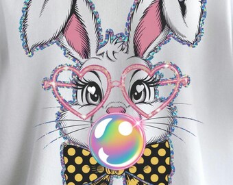 Glitter Easter Bunny Coquette PNG Happy Easter png PNG Coquette Bunny PNG Bow Easter Glitter Brushstroke Girls Kids Easter Sublimation