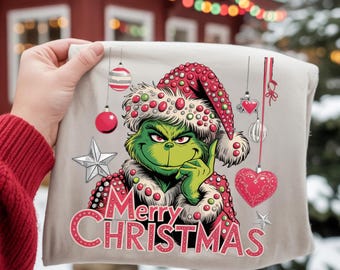 Lustiger Grinch Frohe Weihnachten PNG: Urlaub Clipart (Instant Download)