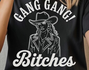 Cowgirlsilhouet PNG: Gang Gang Bitches Western-afbeelding (digitale download)