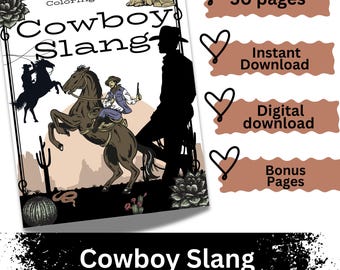 Kleurboek Cowboy Slang: 100 westerse gezegden (digitale download pdf)