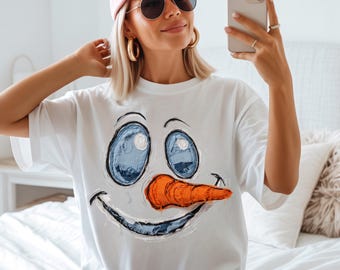Shredded Snowman Face PNG, Reverse Applique Christmas Design (Digital Download)