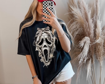Shredded Fabric Screaming Face PNG, Distressed Peekaboo Bow (Digital Download)