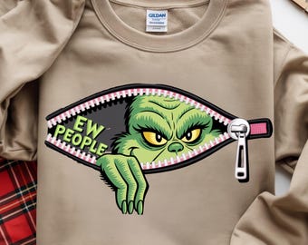 Grinch “EWW Menschen” Reißverschluss PNG | Lustiges Weihnachtssublimationsdesign | Digitaler Download | Grinch Shirt |