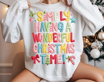 Retro Christmas PNG | Faux Embroidery Holiday Design (Digital Download)