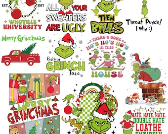 Grinch Christmas Clipart Bundle: 100 PNG Designs (Digital Download)