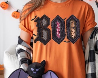 Boo Shredded Peekaboo Fabric Halloween Typography (Digital Download)