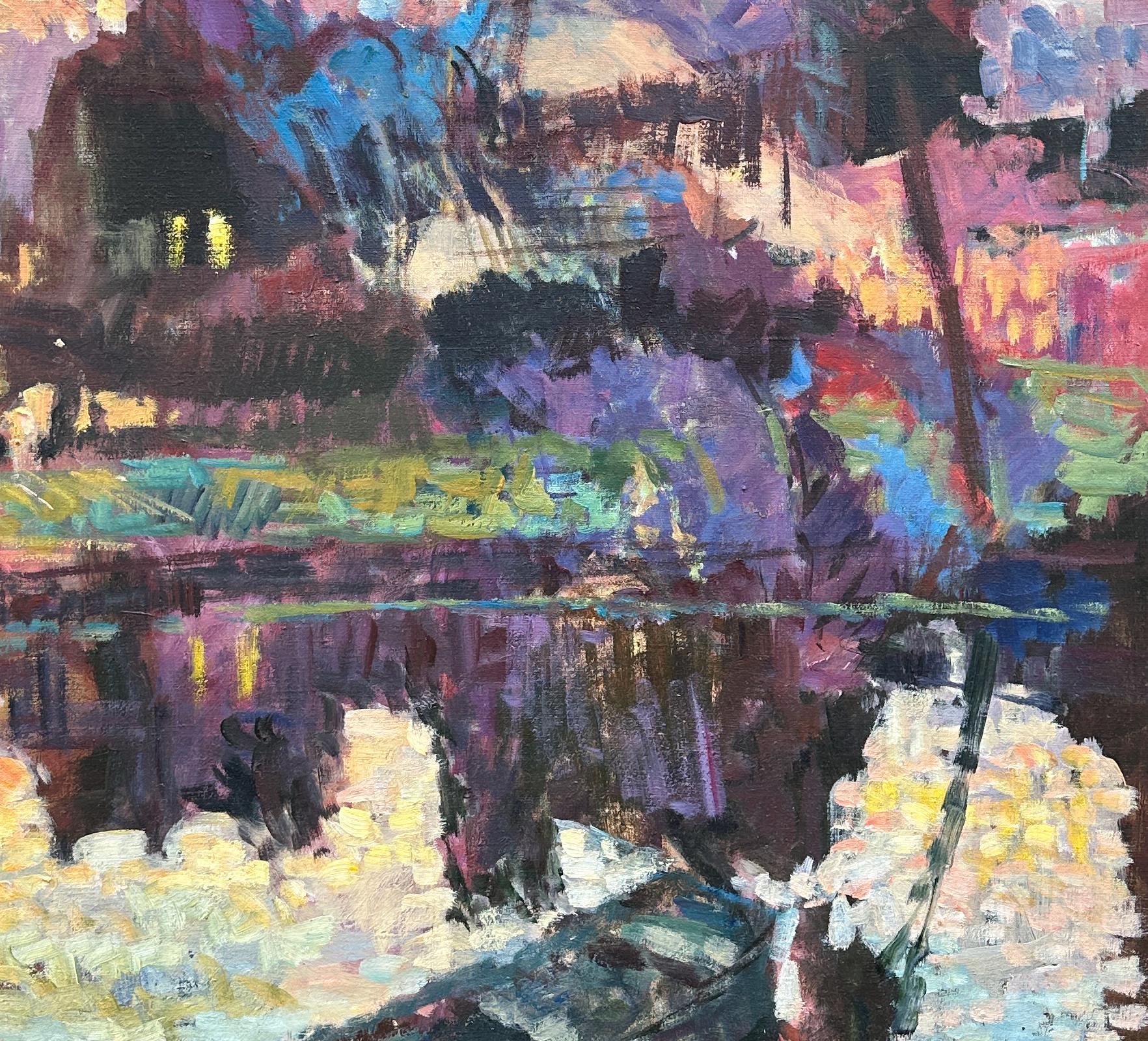 教会を背景にした大きな印象派の公園の風景、1999年の油絵 - Etsy 日本