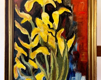 Expressionistisch, Iris/Schwertlilien, Ölgemälde um 1930