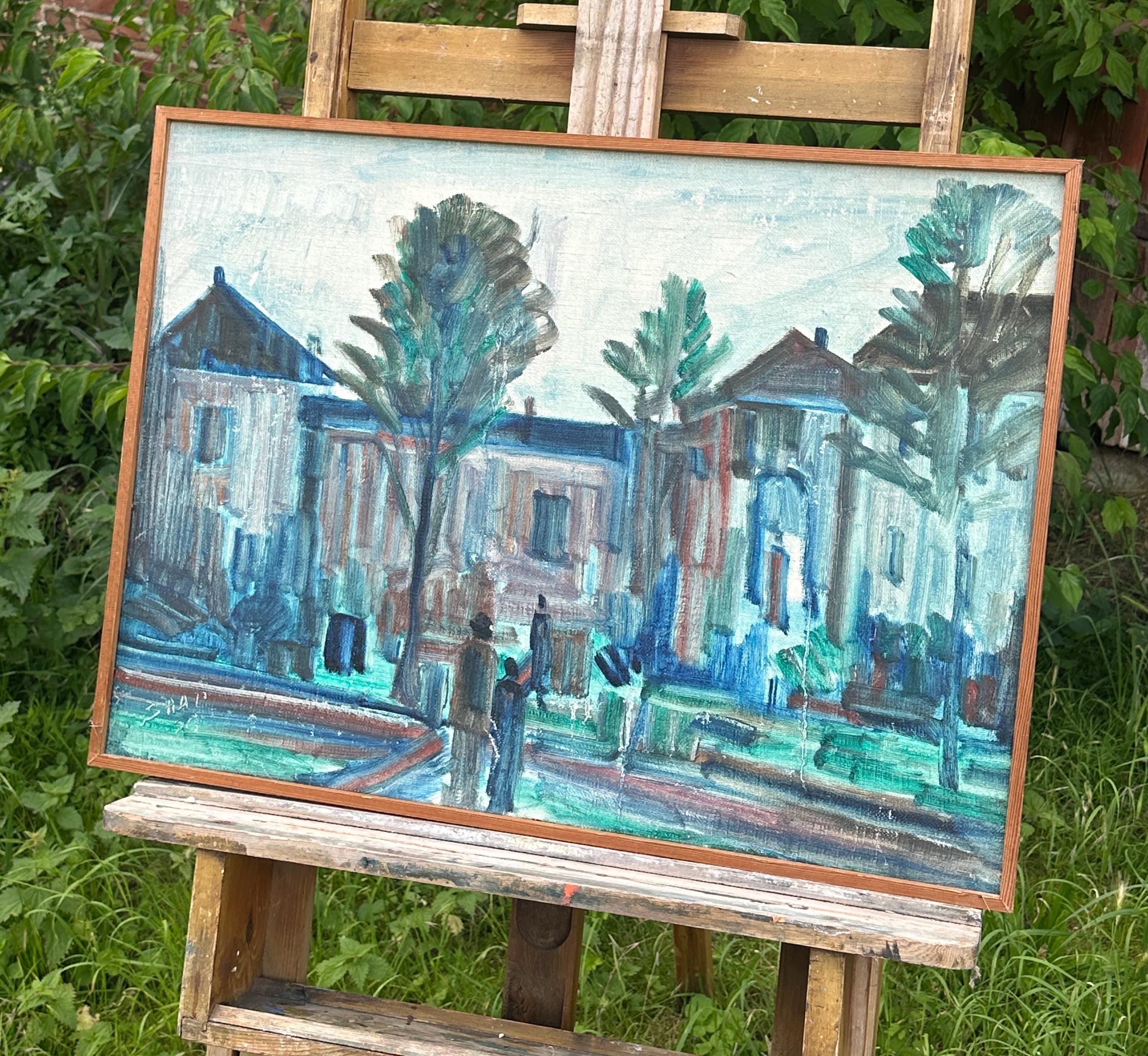 表現主義的な街の風景、現代油絵、デンマーク、1956年 - Etsy 日本
