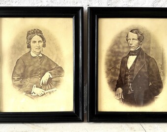 Pair of fine shellac picture frames, black around 1900