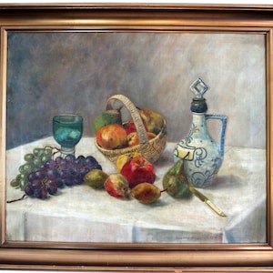 Fine Classical Still Life with Fruit and Jug, 1914