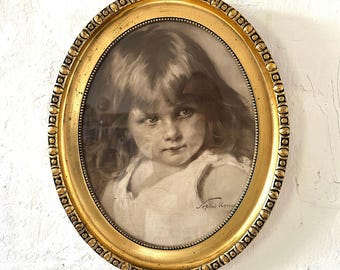 Large, fine oval frame, photo frame, picture frame, Art Nouveau around 1900