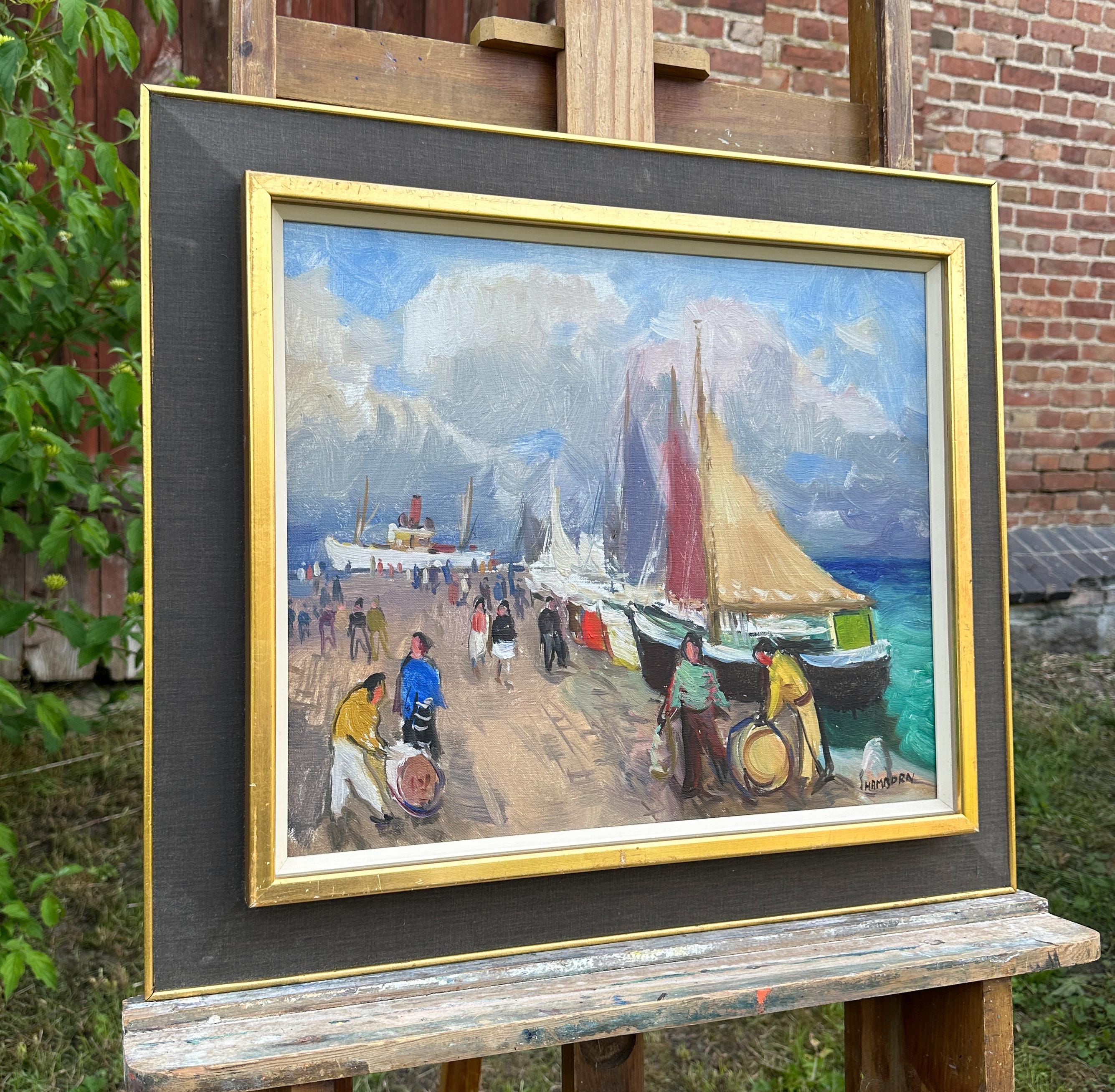 Popular Scene in the Fishing Port, Axel Hamborn, Sweden Around