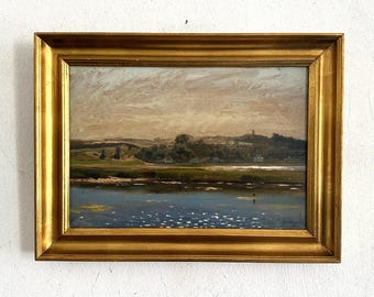 Impressionistische, weite Uferlandschaft, Ölgemälde um 1930
