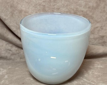 Vintage 1980s Blue Glass Frosted Small Votive Candle Holder/Bowl