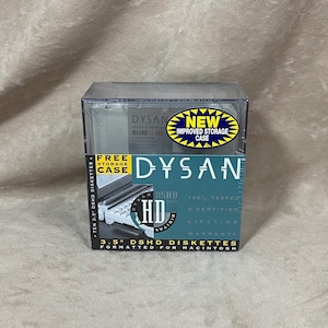 Vintage 1990s Dysan 3.5&quot; Floppy Disks *Macintosh Formatted* 10-Pack with Storage New in Box NIB NIP