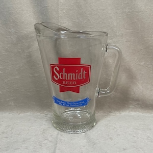 Vintage 1970s Heavy Duty Schmidt Beer Glass Pitcher Barware Kitchenware