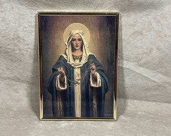 Vintage E.G. Co Inc. 5x7 Hanging Framed Virgin Mary Print Art