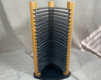 Vintage 1990s Stackable 20 CD Compact Disc Wood/Plastic Desktop Organizer