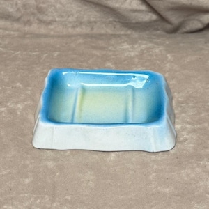 Vintage 1930s Ironstone China Extra Quality White and Blue Heavy Soap Dish