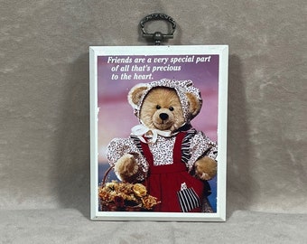 Vintage 1990s "Paula's Impressions" Friendship Photograph and Wood Wall Hanging