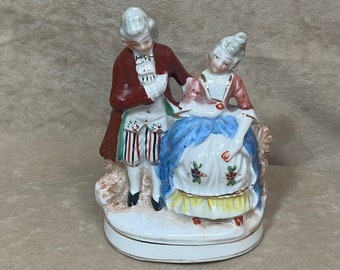 Vintage 1940s Made in Occupied Japan Hand Painted Ceramic Victorian Man and Woman