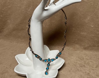 Vintage 2000s Carolyn Pollack Sterling Silver and Sleeping Beauty Turquoise Lavalier Limited Edition Necklace