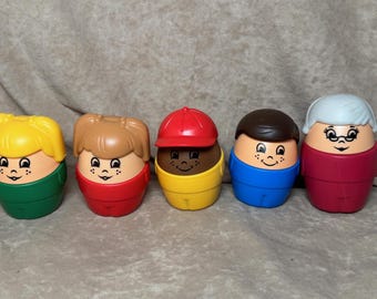 Vintage 1990s Set of (5) Step 2 Toddle Tots Jumbo 4" Chunky People Toys