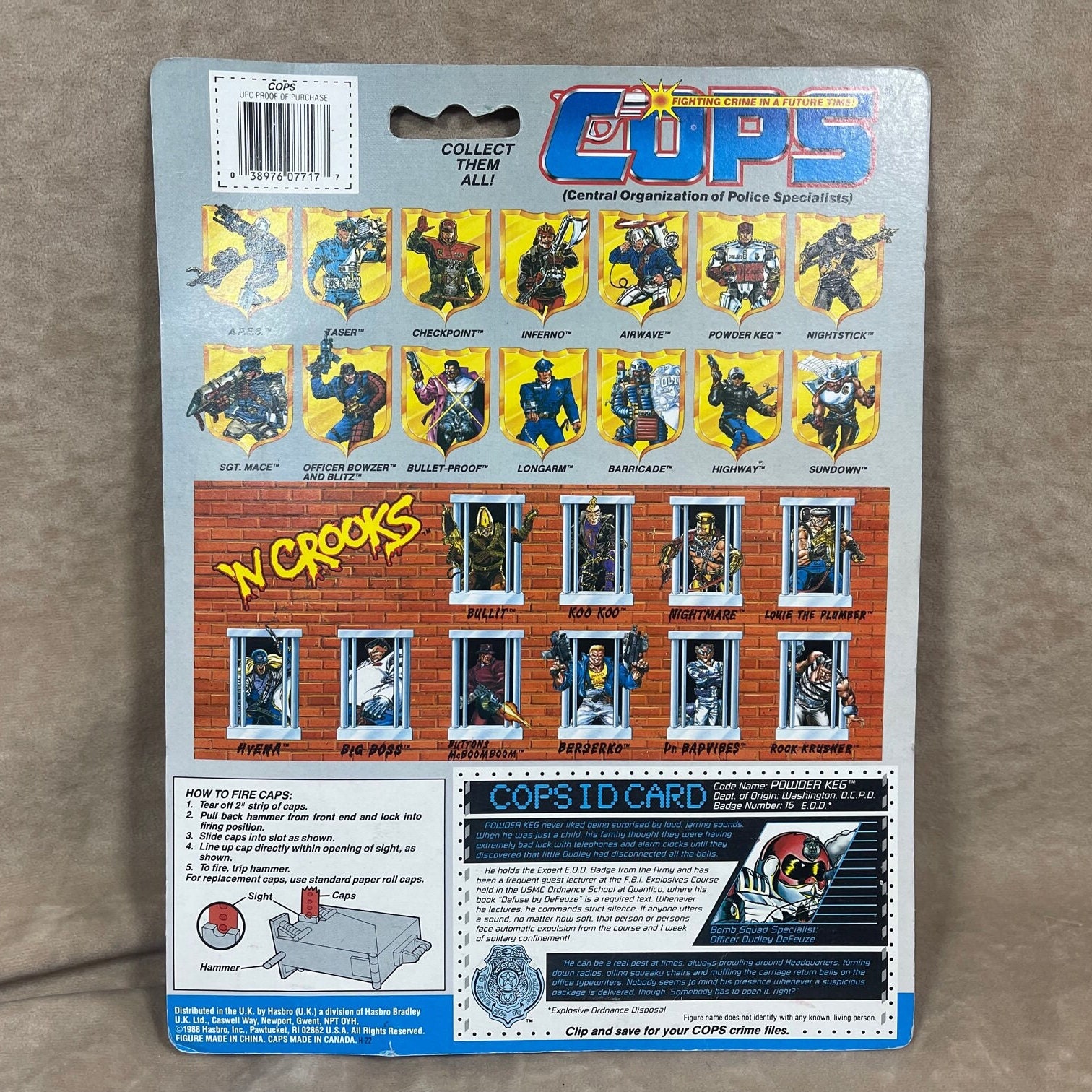 （当時物）POLICENAUTS GODDARD S02 初版 トレカ Vintage 1988 Hasbro COPS Powder Keg Action Figure in Sealed