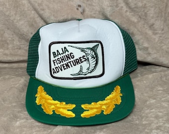 Vintage 1970s Baja Fishing Adventures Captains Trucker Hat *Like New*