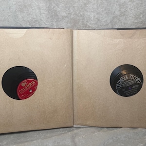 Vintage 1930s-1950s 78 Shellac (13) Music Record Collection (1) with Storage Binder Gramophone *See List*