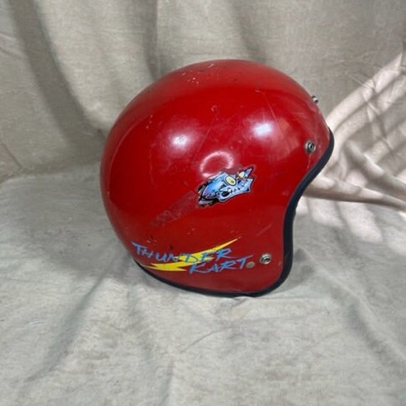 Vintgage 1990s Red Thunder Kart Helmet w/ Vintage… - image 1