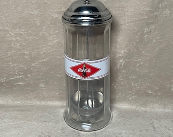 Vintage Early 00s Soda Fountain Coca Cola Coke Glass Old Style Straw Dispenser 1950s Replica