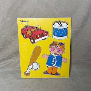 Vintage 1970s Playskool Children&#39;s Wood Puzzle My Toys Made in the USA
