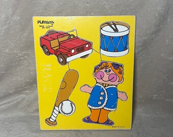 Vintage 1970s Playskool Children's Wood Puzzle My Toys Made in the USA