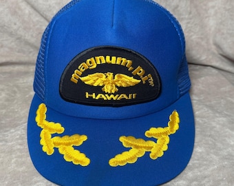 Vintage 1980 Officially Licensed Magnum P.I. Hawaii Blue Captains Trucker Hat *Like New*