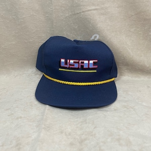 Vintage 1980s Navy Blue "USAC" Corded Adjustable Cotton Hat Like New