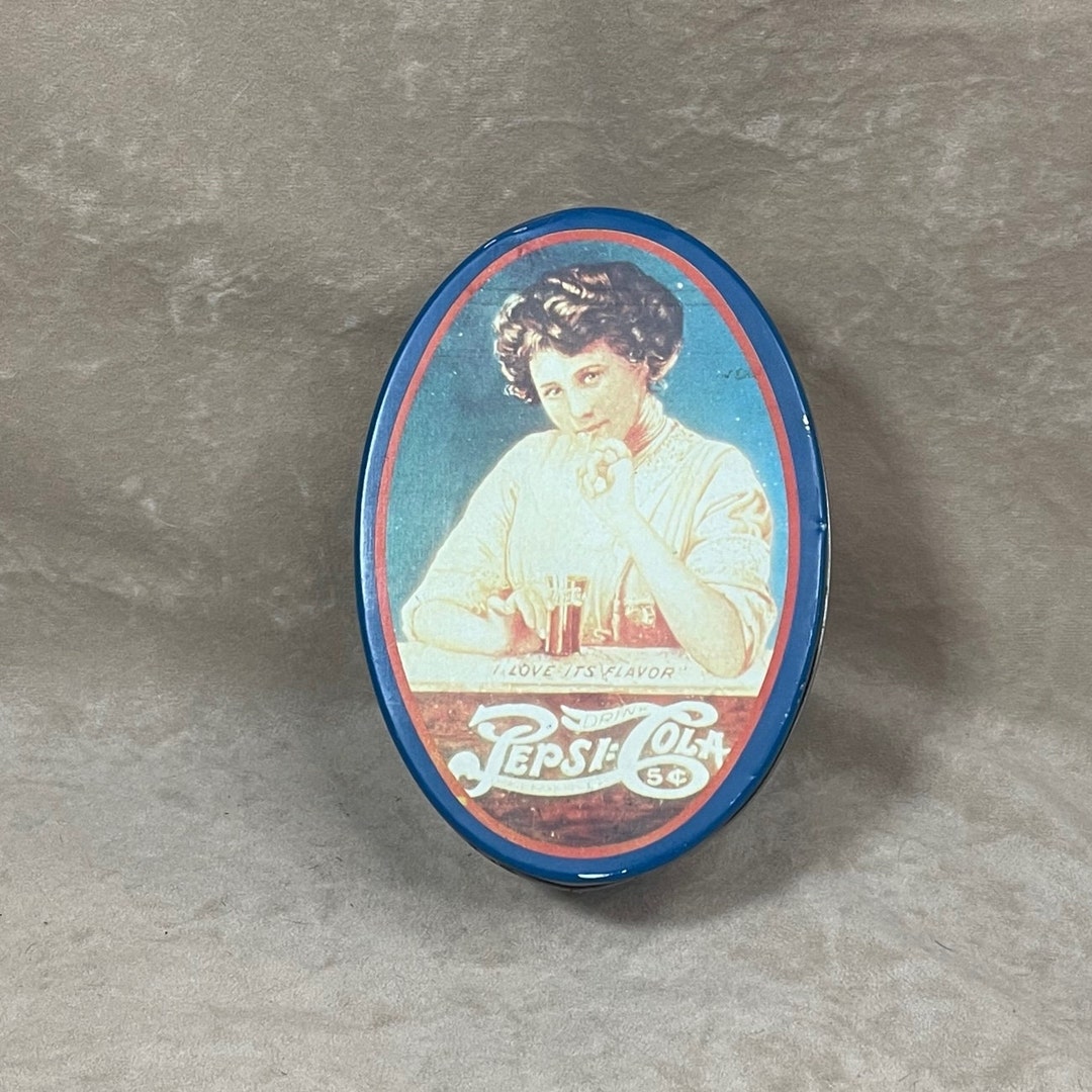 Vintage 1988 the Tin Box Company of America Pepsicola Large Oval Tin