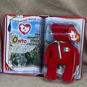 Vintage 2000 McDonalds Ty Teenie Beanie Babies International Bears II Osito