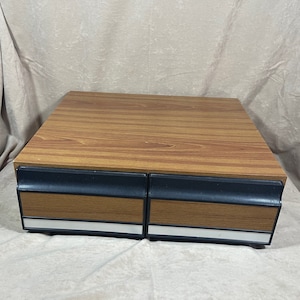 Vintage 1980s Wood 24 VHS Video Cassette Storage Drawer/Cabinet