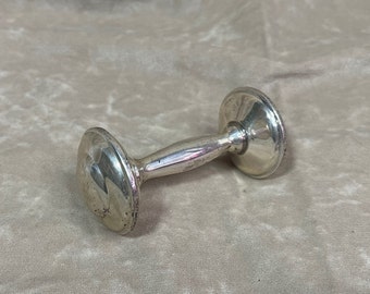 Vintage 1950s/1960s Sterling Silver Classic Barbell Baby Rattle