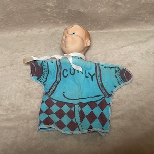 Vintage 1959 The Three Stooges Curly Rubber Head Hand Puppet *Rare*