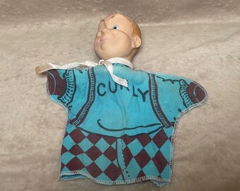 Vintage 1959 The Three Stooges Curly Rubber Head Hand Puppet *Rare*